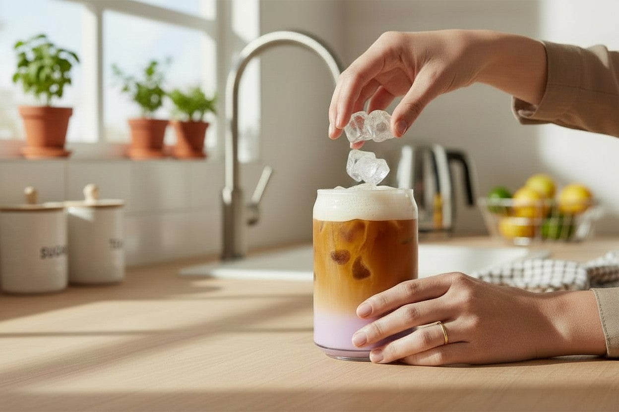 Lavender White Chocolate cold brew with vanilla oat milk foam